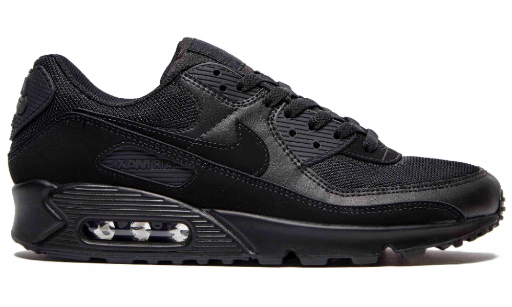 Air max 90 triple black sales leather